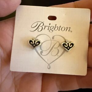 Brighton Black and Gold Heart Earrings